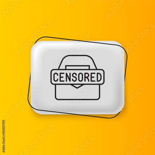 Black Censored stamp icon isolated on yellow background. Silver rectangle button. Vector