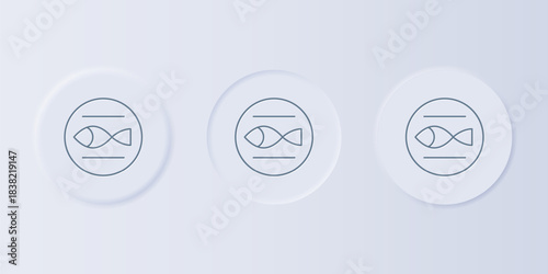 Grey Pisces zodiac sign icon isolated on grey background. Astrological horoscope collection. Set icons in square buttons. Vector