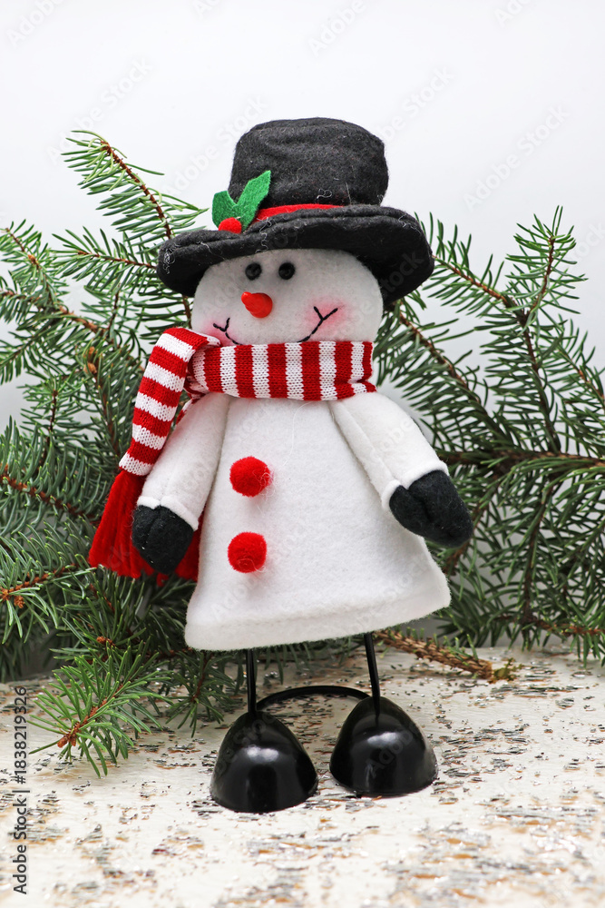 Fototapeta premium le bonhomme de neige sur ses grands pieds