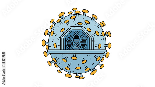 Visual and detailed vector illustration of Virus Particle Structure