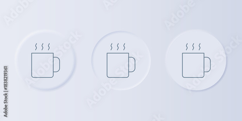Grey Cup of tea icon isolated on grey background. Set icons in square buttons. Vector