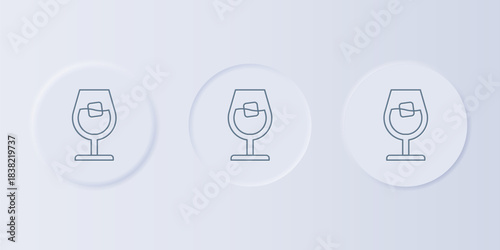 Grey Wine glass icon isolated on grey background. Wineglass sign. Set icons in square buttons. Vector