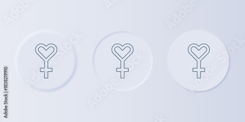 Grey Female gender symbol icon isolated on grey background. Venus symbol. The symbol for a female organism or woman. Set icons in square buttons. Vector