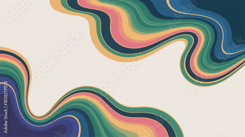 Layered Wavy Stripes in Earthy Tones on Cream Background abstract pattern