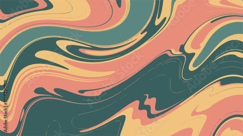 Swirling Marbling Effect with Teal, Peach, and Yellow Tones abstract liquid
