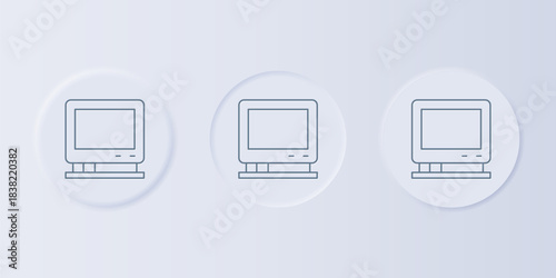 Grey Retro tv icon isolated on grey background. Television sign. Set icons in square buttons. Vector