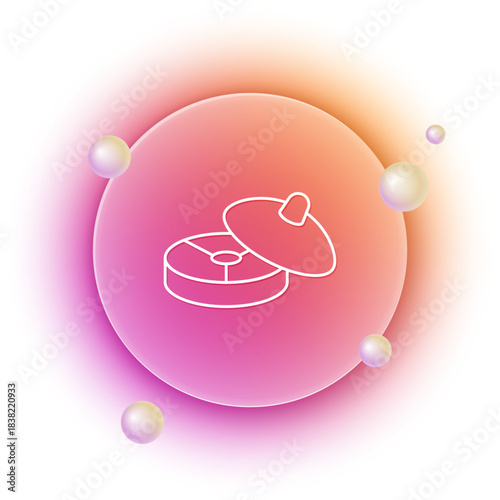 White Traditional Chinese tea ceremony icon isolated on white background. Teapot with cup. Orange and pink gradient circle background. Vector