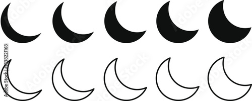 Sun and Moon Icon Set. Weather and space signs. Weather forecast icons. Celestial time cycle design
