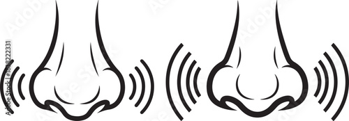 Two noses detecting smells silhouette