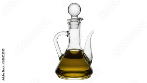 Εκτύπωση καμβά Elegant glass olive oil cruet with spout isolated PNG on transparent background,