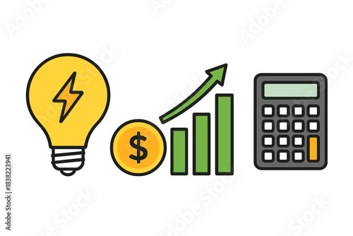Business finance growth concept with calculation and strategy icons