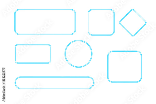 Collection of basic outlined geometric shapes for diagrams and user interface design