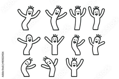 Wacky waving inflatable tube men characters in dynamic poses for advertising and promotion