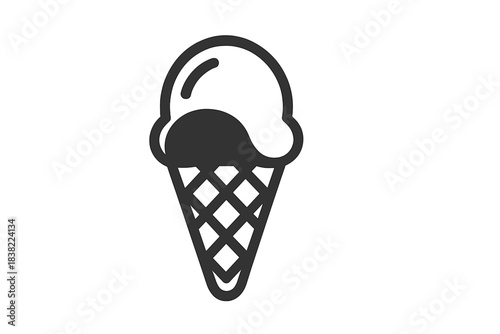 Minimalist outline of ice cream scoop in waffle cone