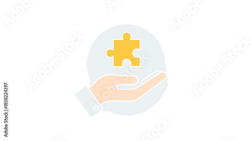 Hand holding a golden puzzle piece, symbolizing solution, integration, or problem-solving.