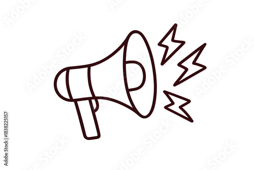 Megaphone broadcasting sound waves for public announcement and urgent warning