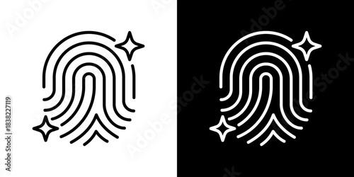 Fingerprint Icons. Fresh Line Design Built For Creative Flexibility In Light And Dark Versions. 