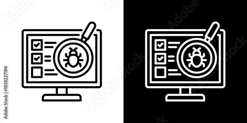 Virus Scan Icons. Fresh Line Design Built For Creative Flexibility In Light And Dark Versions. 