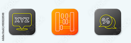 Set line XYZ Coordinate system, Abacus and Discount percent tag icon. Vector