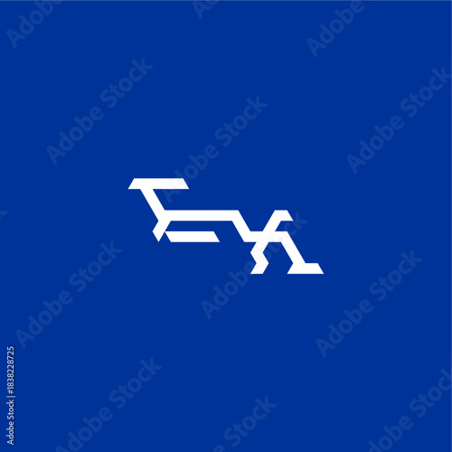 minimalist techno style EX initial esport concept design monogram modern logo letter