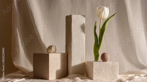 White tulip on a simple display