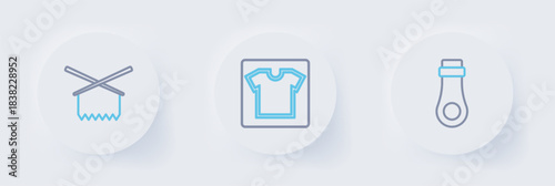 Set line Zipper, Sewing pattern and Knitting needles icon. Vector