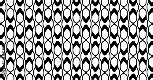 Monochrome repeating pattern with elongated oval and linked shapes forming a clean geometric seamless design.