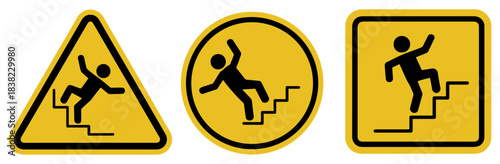 falling stairs slippery warning sign