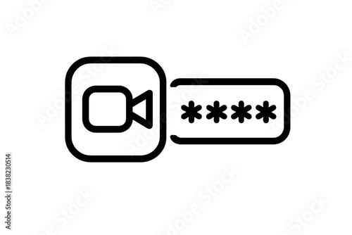 Secure access to video conference with password field icon