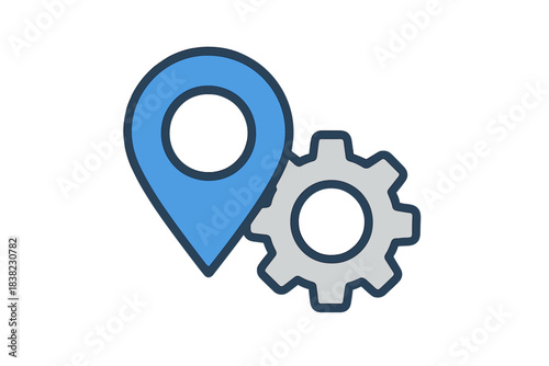 Map location pin and gear icon combination for navigation settings
