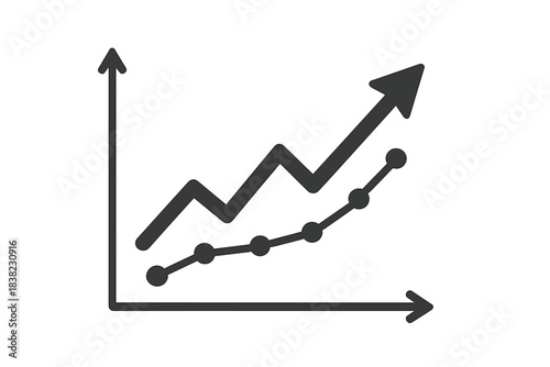 Business growth chart with two rising trend lines and upward arrow