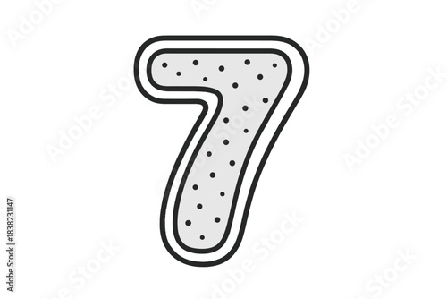 Stylized numeral seven with dotted texture and thick outline