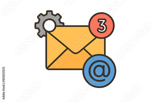 Email notification icon with settings and unread message count badge