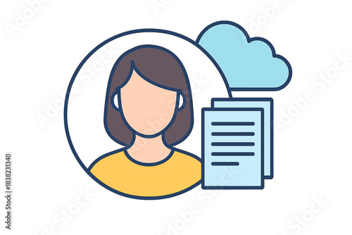 User profile data storage and cloud synchronization concept icon