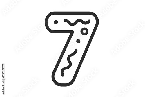 Stylized numeral seven icon with abstract internal decorative elements