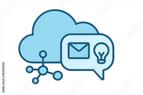 Abstract cloud network connecting digital communication and idea sharing concept