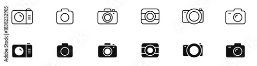 Camera icon set. Photography icons. Multimedia icons - photo and video. Devices icons. Vector illustration.