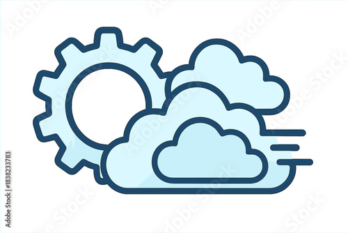Cloud computing gear icon concept for digital data processing and settings