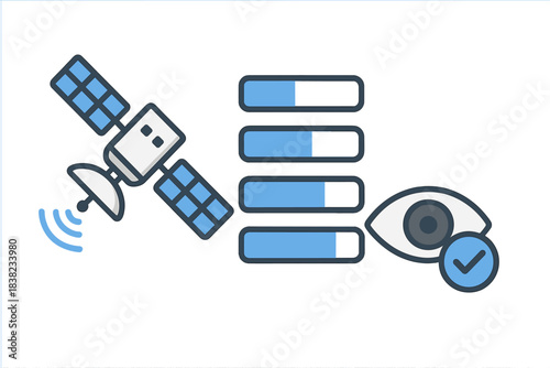 Satellite data monitoring progress and visual confirmation concept