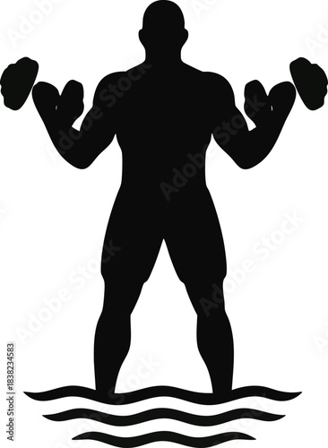 silhouette of a man exercising with dumbbells