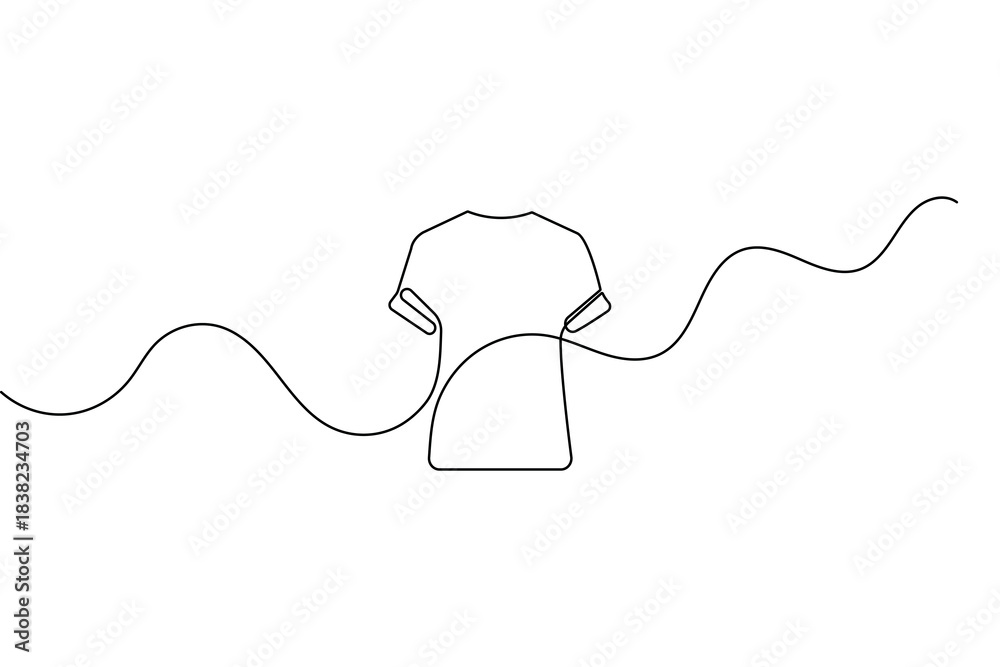 Obraz premium T shirt continuous one line drawing minimalist outline vector illustration
