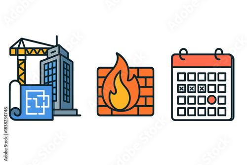 Construction planning, digital security firewall, and project deadline scheduling