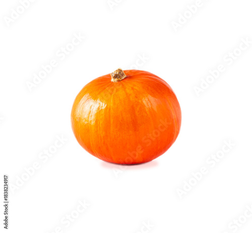 Hokkaido pumpkin and cubed pumpkin isolated on a white background.