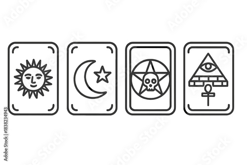 Esoteric symbols line icons collection for mystical design themes