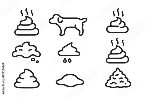 Stylized outline icons depicting canine waste and excrement shapes