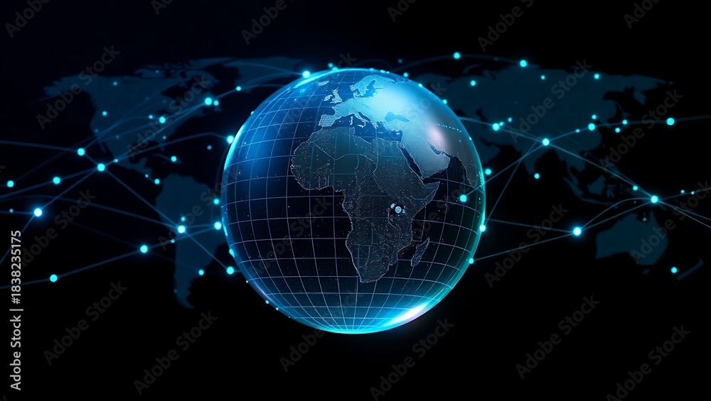 Obraz premium Generative AI Visualizing a Digital Globe with Network Connectivity Over Earth