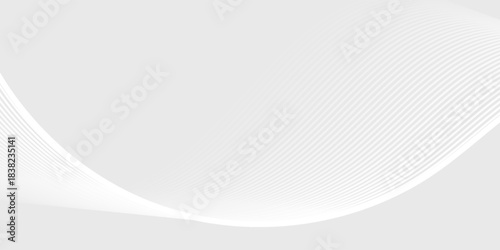 white wavy background. Elegant abstract vector background with smooth white wave lines on a light gray gradient.