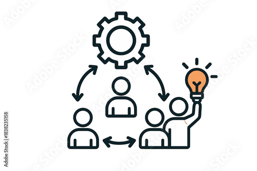Team collaboration process with idea generation and mechanism symbol