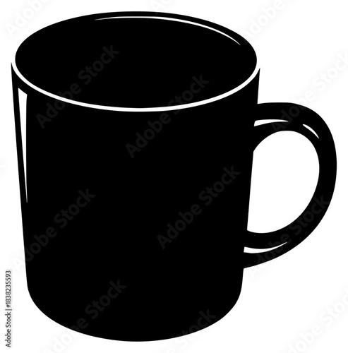 A black and white silhouette of a cup, beverage, black, coffee cup, cup, illustration, liquid, mug, profile, against transparent background