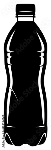 A black and white silhouette of a plastic bottle, black, bottle, container, glass jar, illustration, jug, juice, liquid, plastic, profile, against transparent background